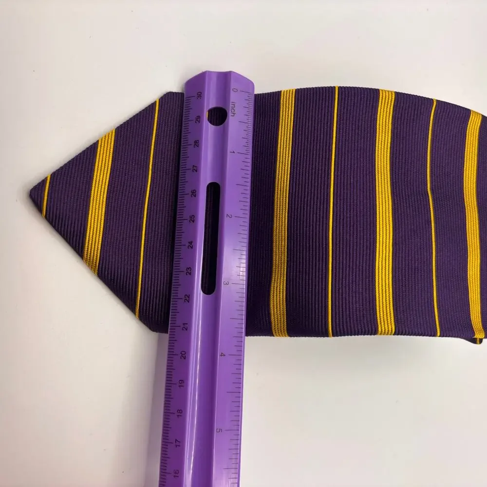 Brooks Brothers Purple Gold Yellow Stripe Silk Tie Made in USA Classic